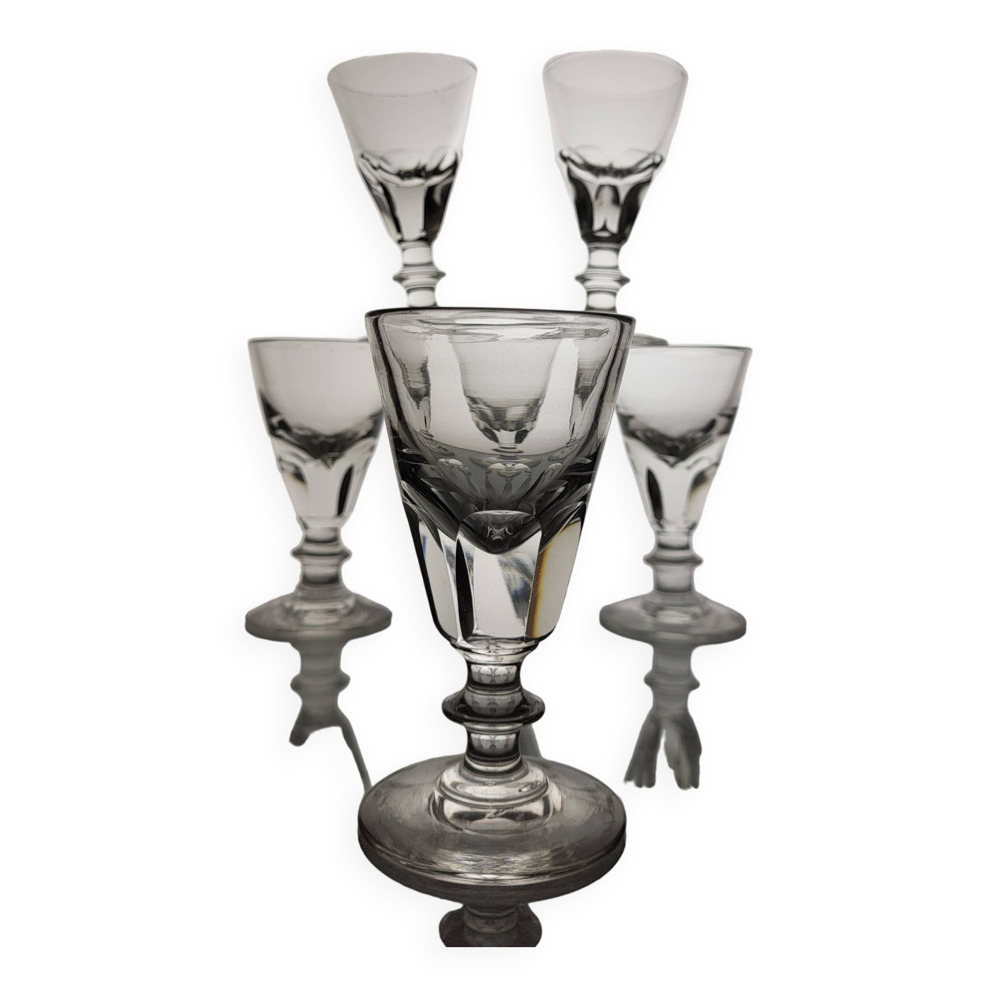 6 19th century bistro counter glasses