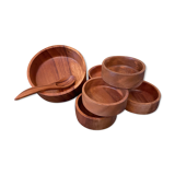 Saladier & 6 olive wood cups