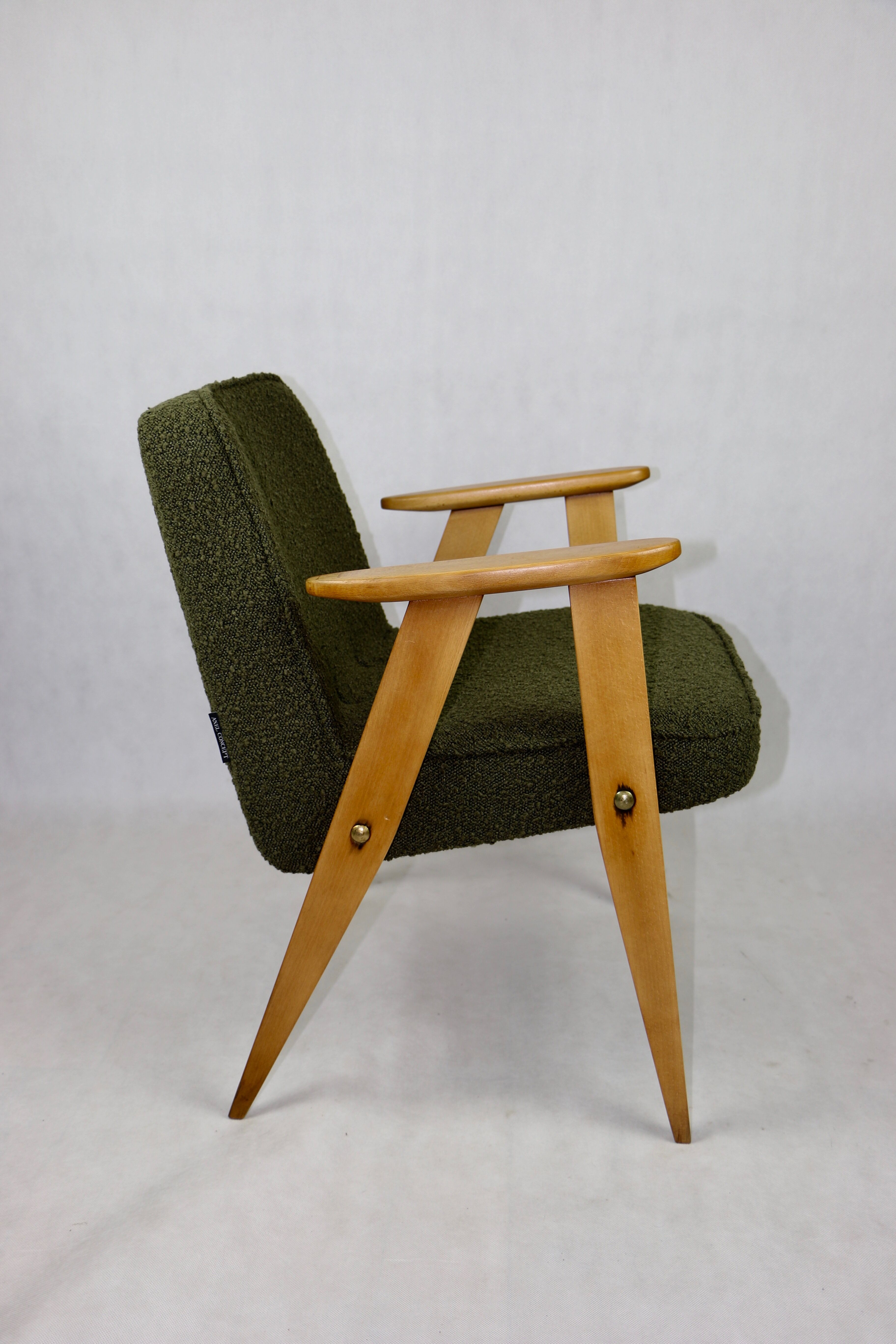 366 olive boucle armchair, 1970s