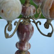 4-branch onyx and brass chandelier/candelabra
