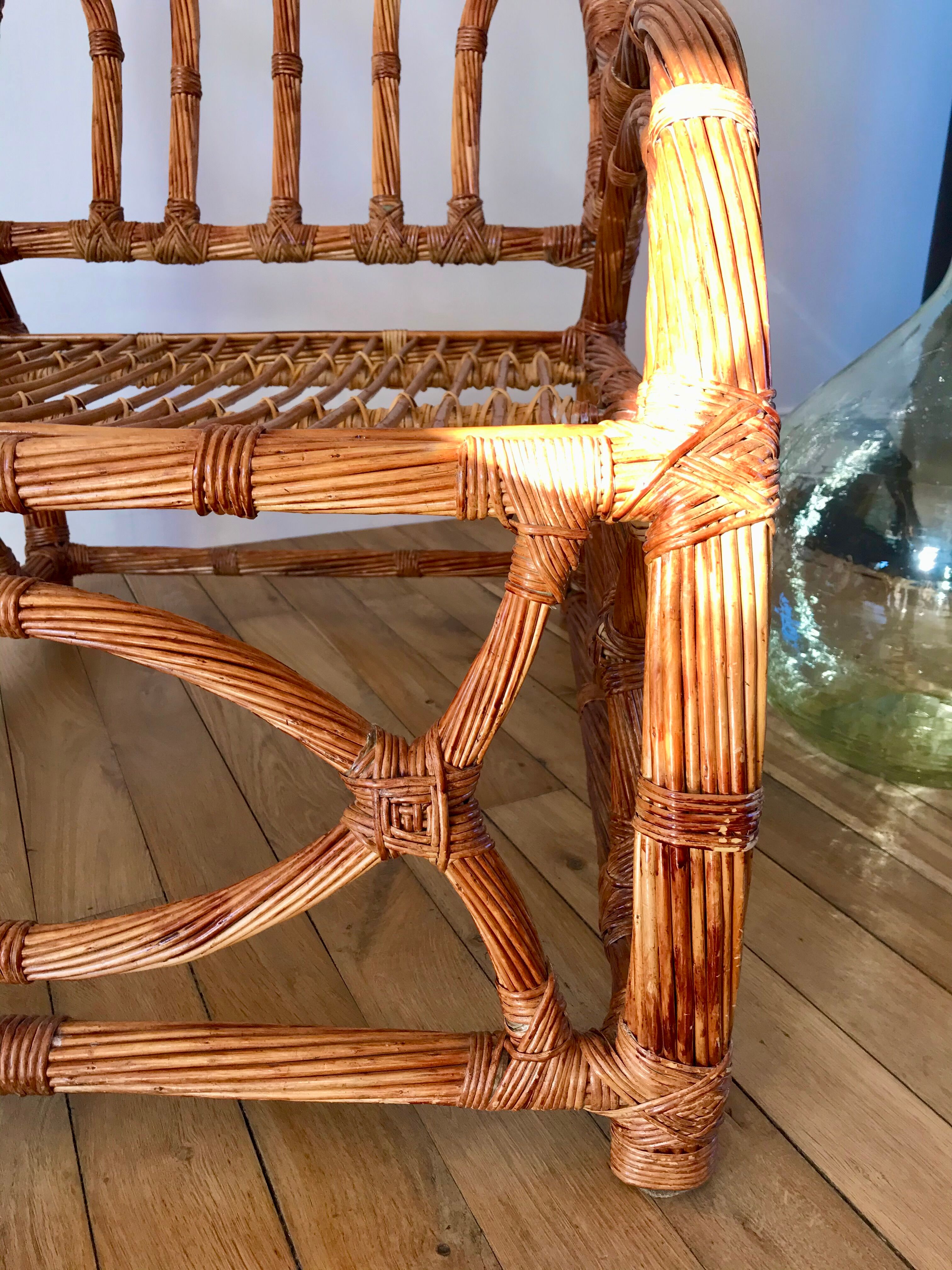 Pair of rattan armchairs 50s