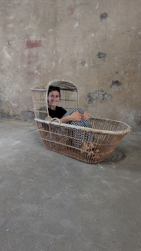 Grand berceau en rotin