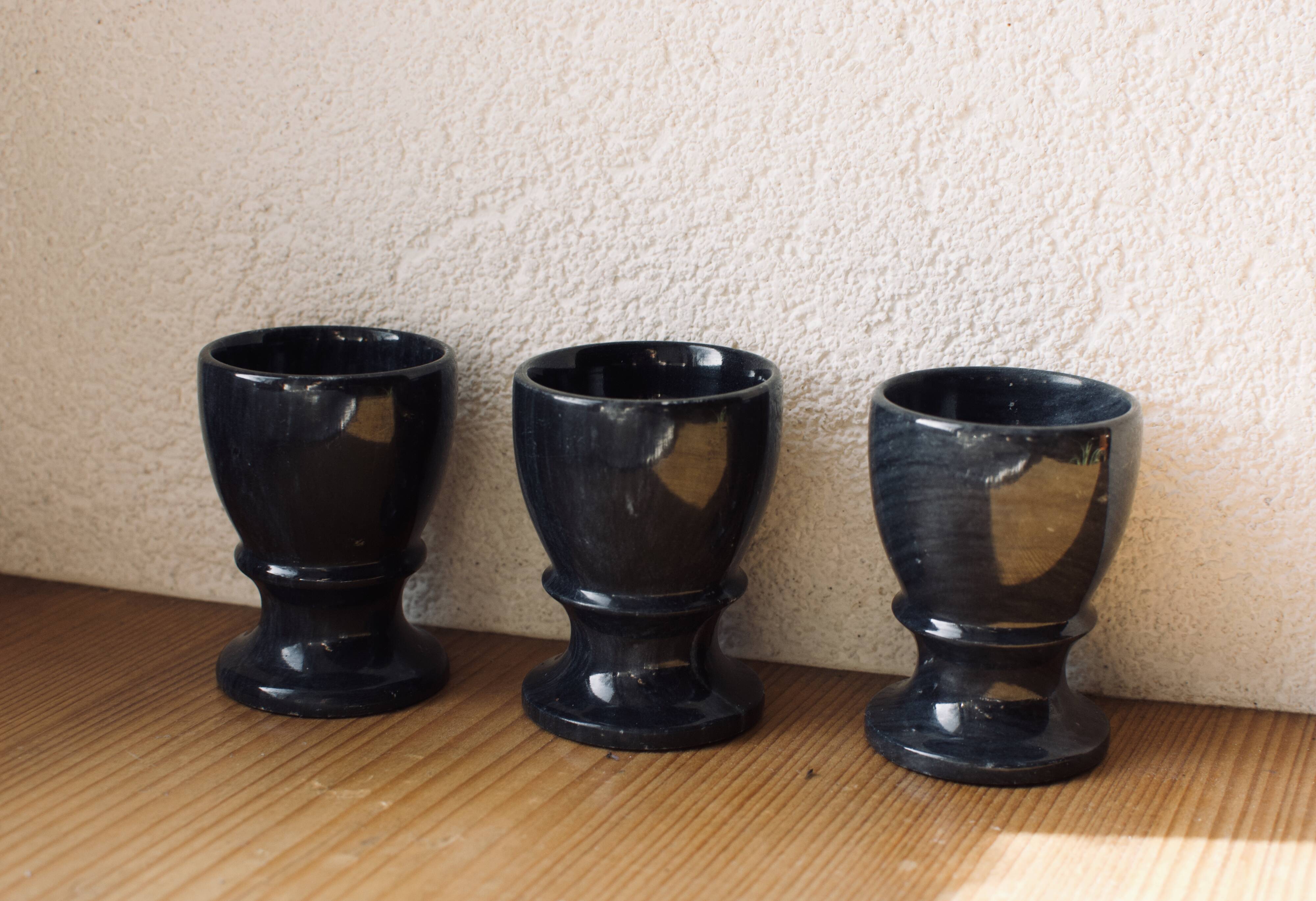 Trio of black marble cockroaches