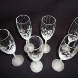 AVON crystal champagne flutes, engraved