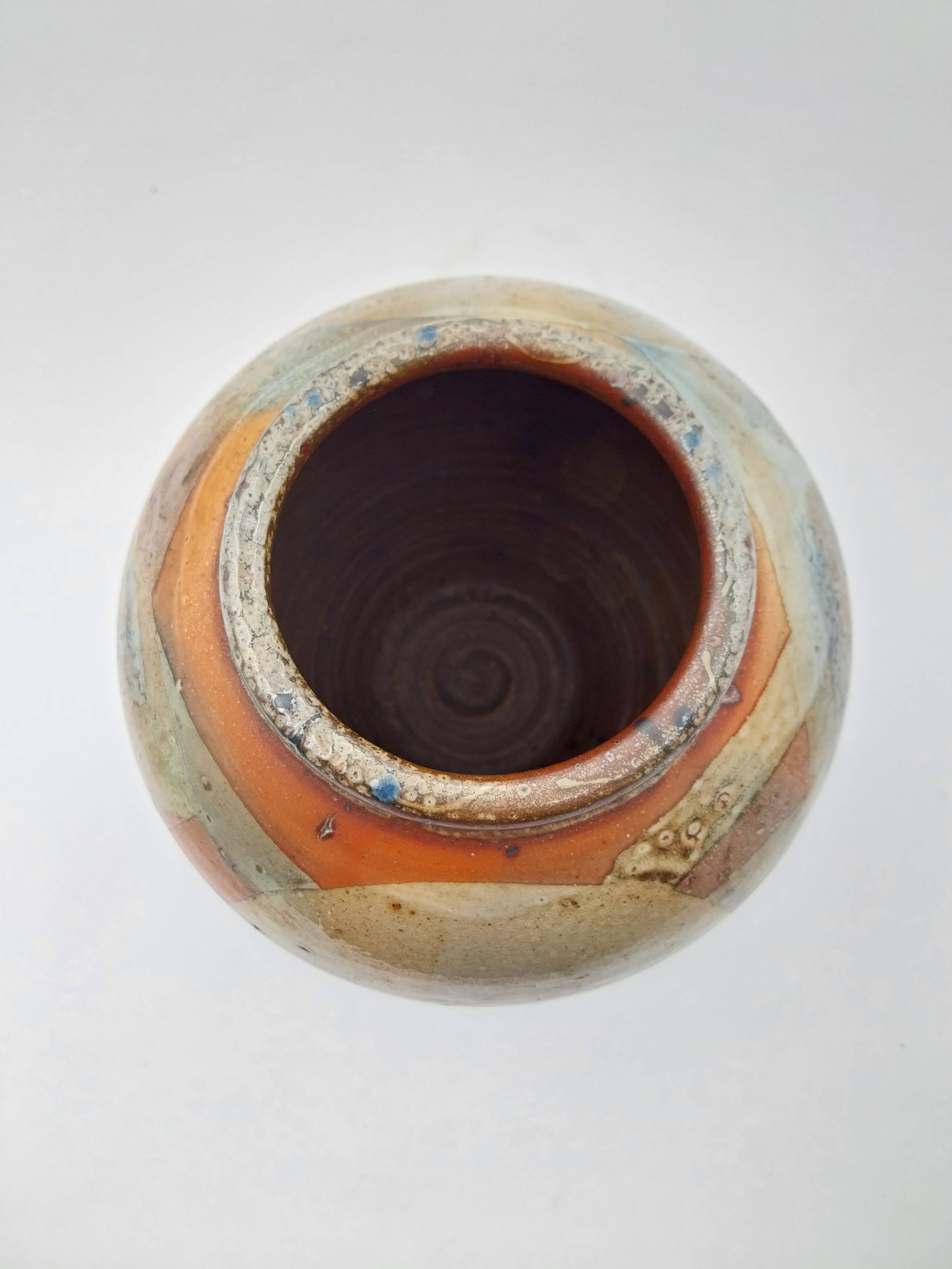Unsigned stoneware round vase