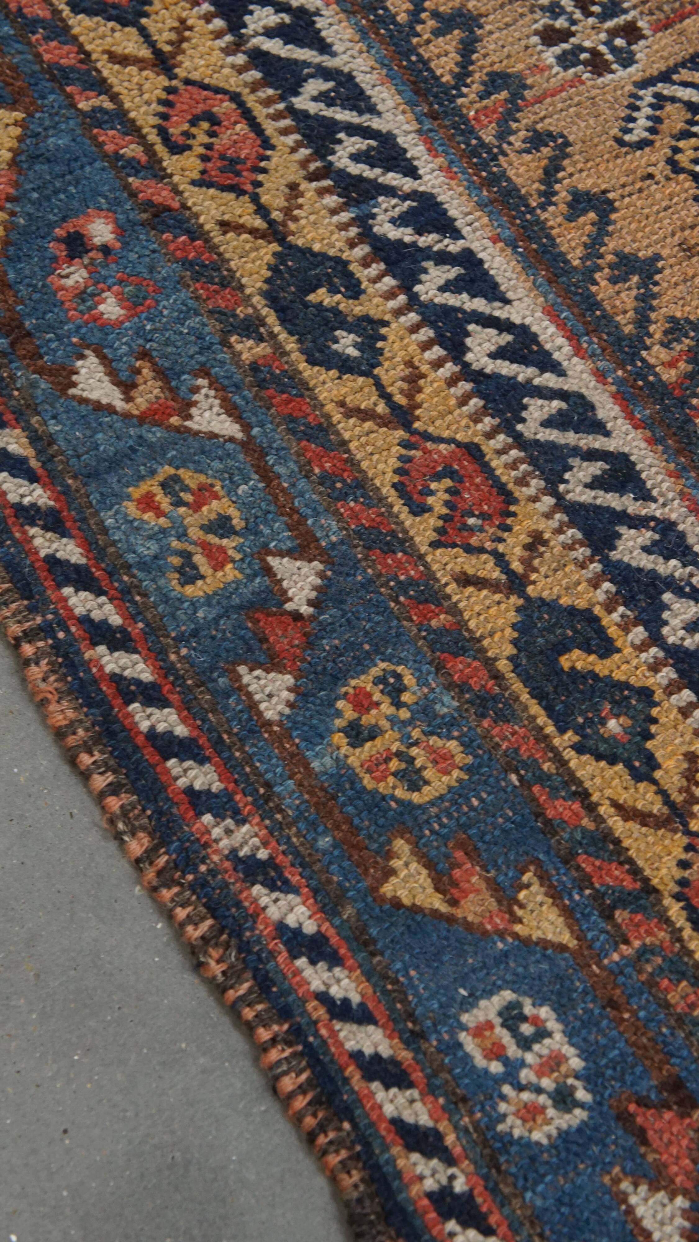 Vintage Hand-Knotted Rug with Patterns – 172x88cm