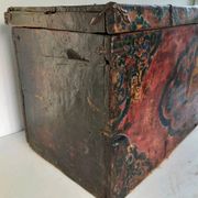 Large antique Tibetan wooden chest with Buddha painting, 18th century