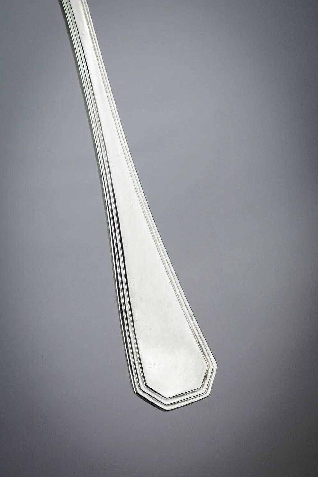 Christofle America sauce spoon, silver-plated metal, design by Luc Lanel (1933)