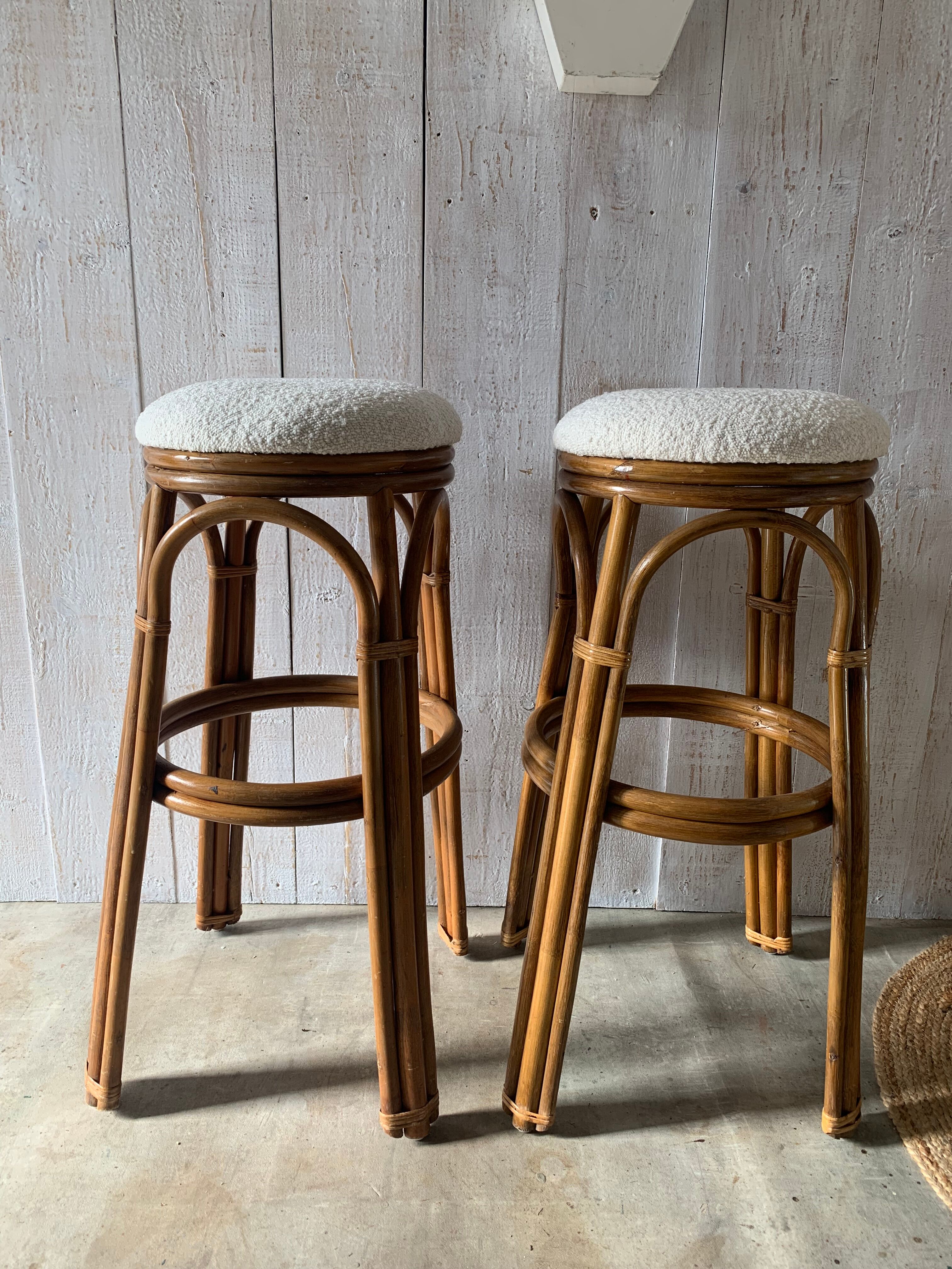 Pair of rattan stools