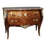 Louis XV style commode in marquetry from around 1930.
