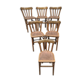 Serie de 6 chaises anciennes bistrot style baumann bois années 70