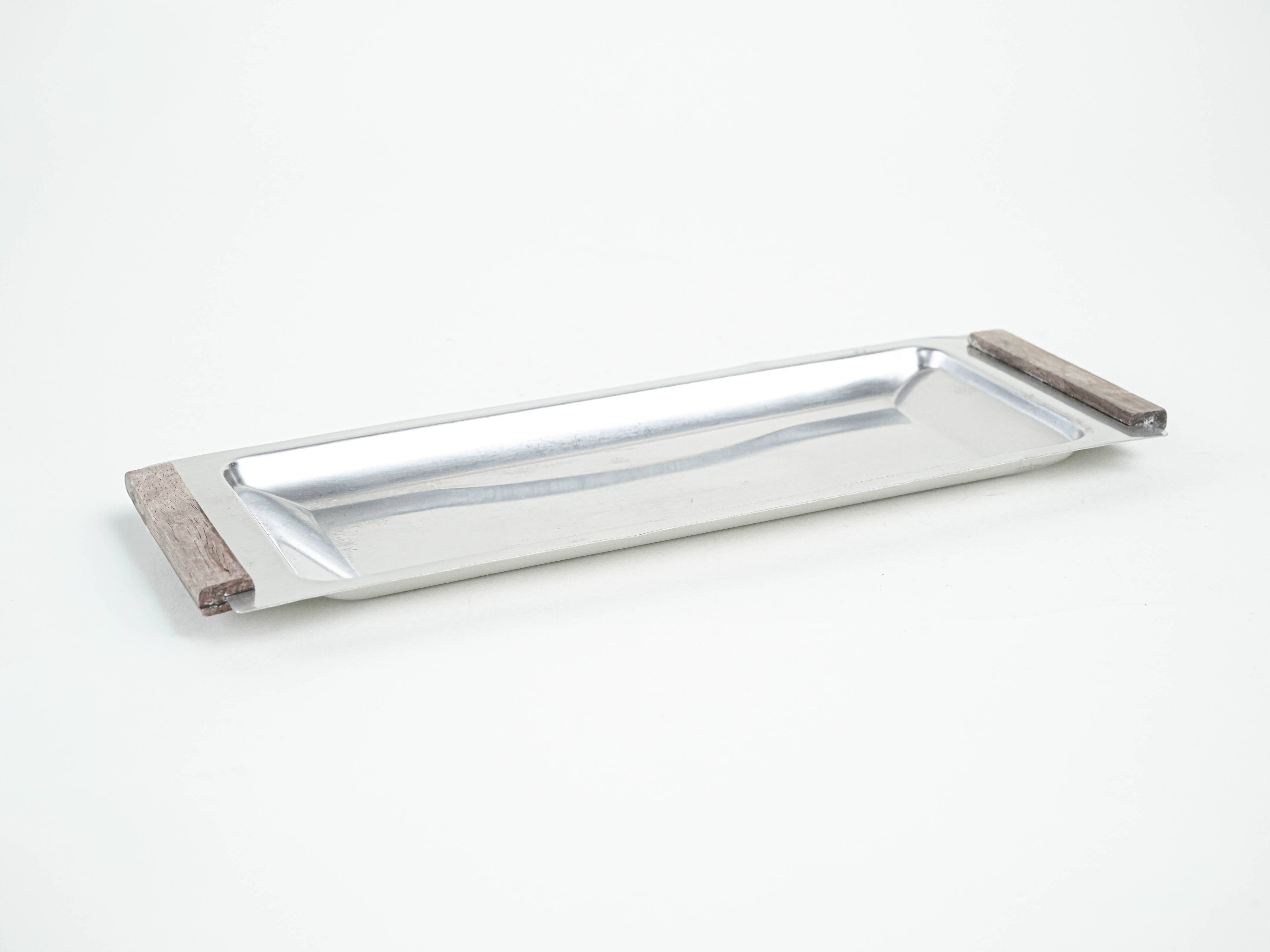 Plateau en acier inoxydable, design danois, années 1970, fabriqué au Danemark