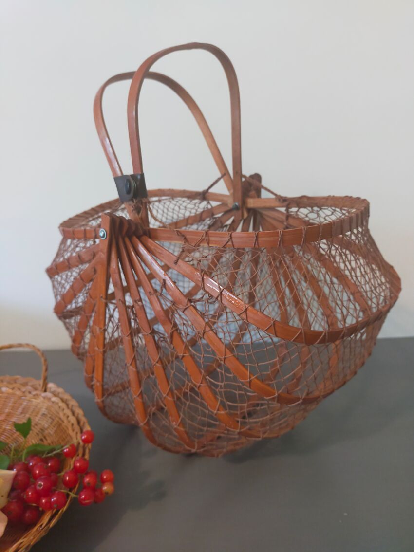 Wicker basket old bamboo 60s/70s