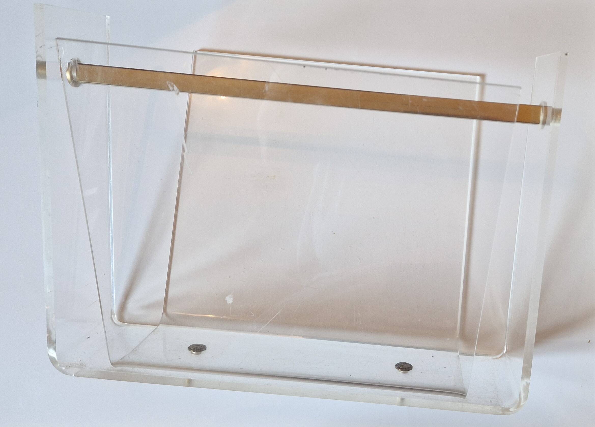 David Lange 1970 Plexiglas Magazine Rack