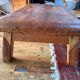 Antique gym bench in Havana leather and solid wood – 170 cm