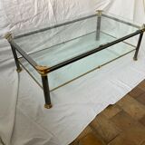 Glass and brass coffee table
