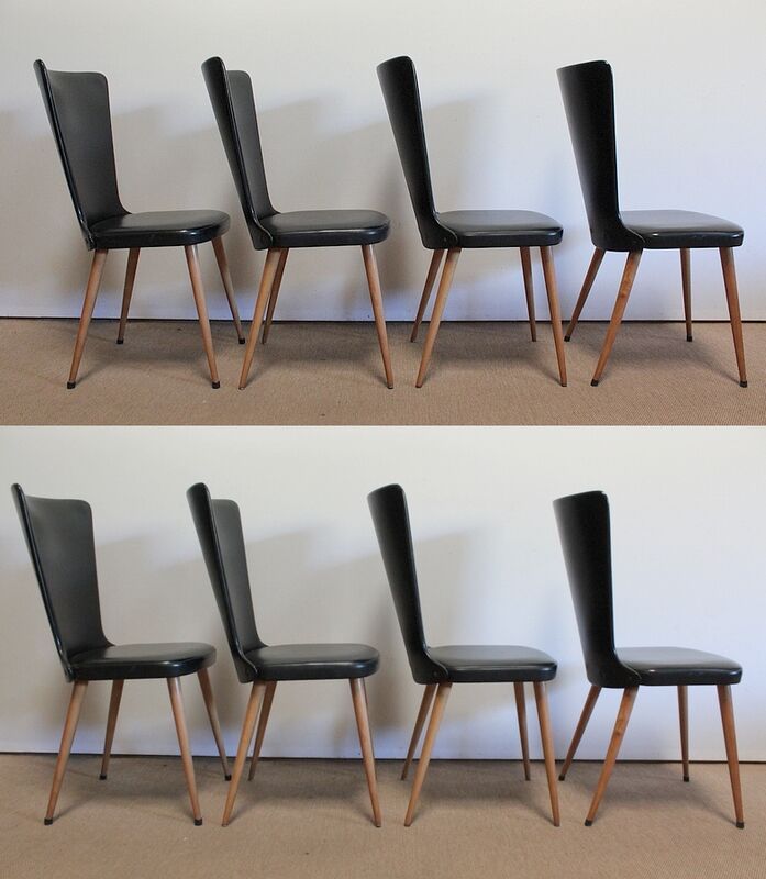 Suite of 8 baumann chairs, "essor" model – 1960s