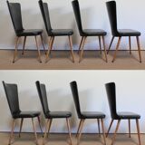 Suite of 8 baumann chairs, "essor" model – 1960s