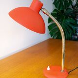 50s lamp, brass and granite red