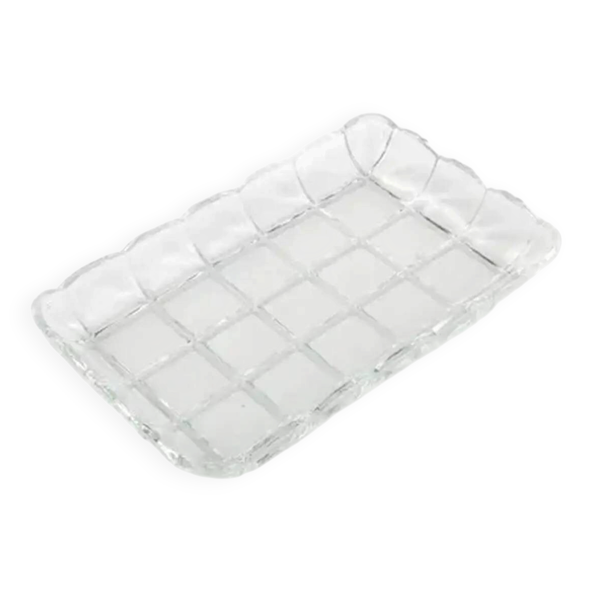 Art Deco tray, transparent pressed glass, Poland, 1930s