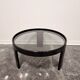 1970s Mid-Century Modern Black Coffee Table with Smoked Glass Top
