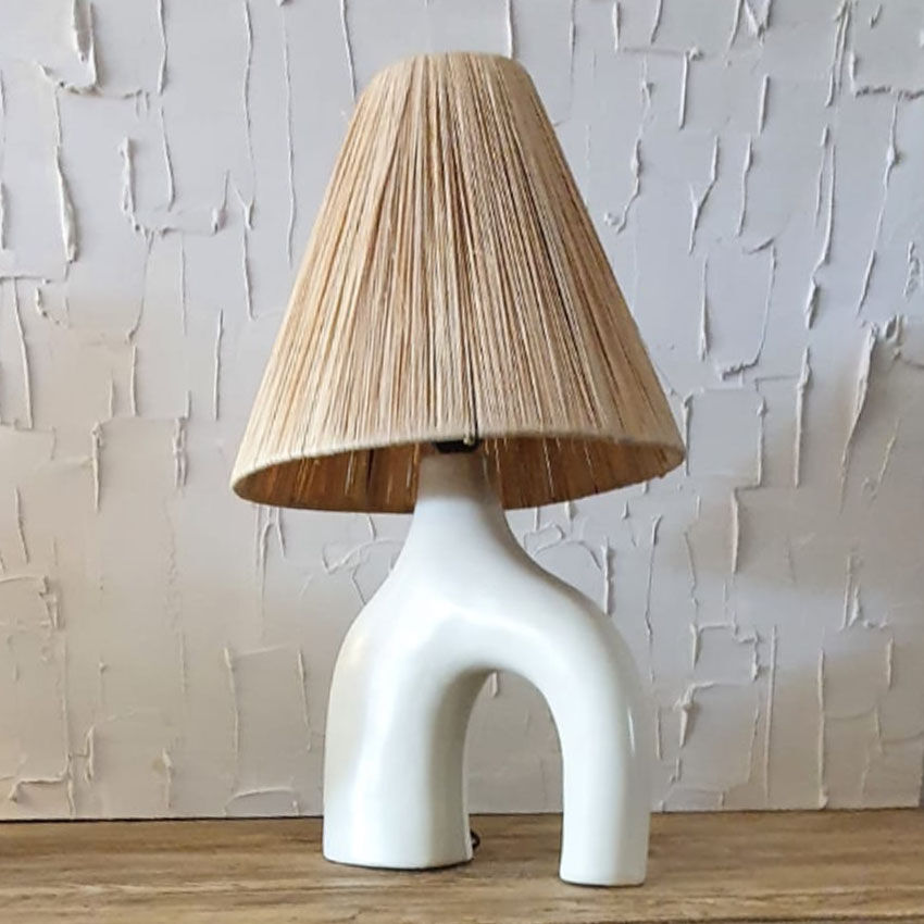 Tadelekt lamp with raffia shade