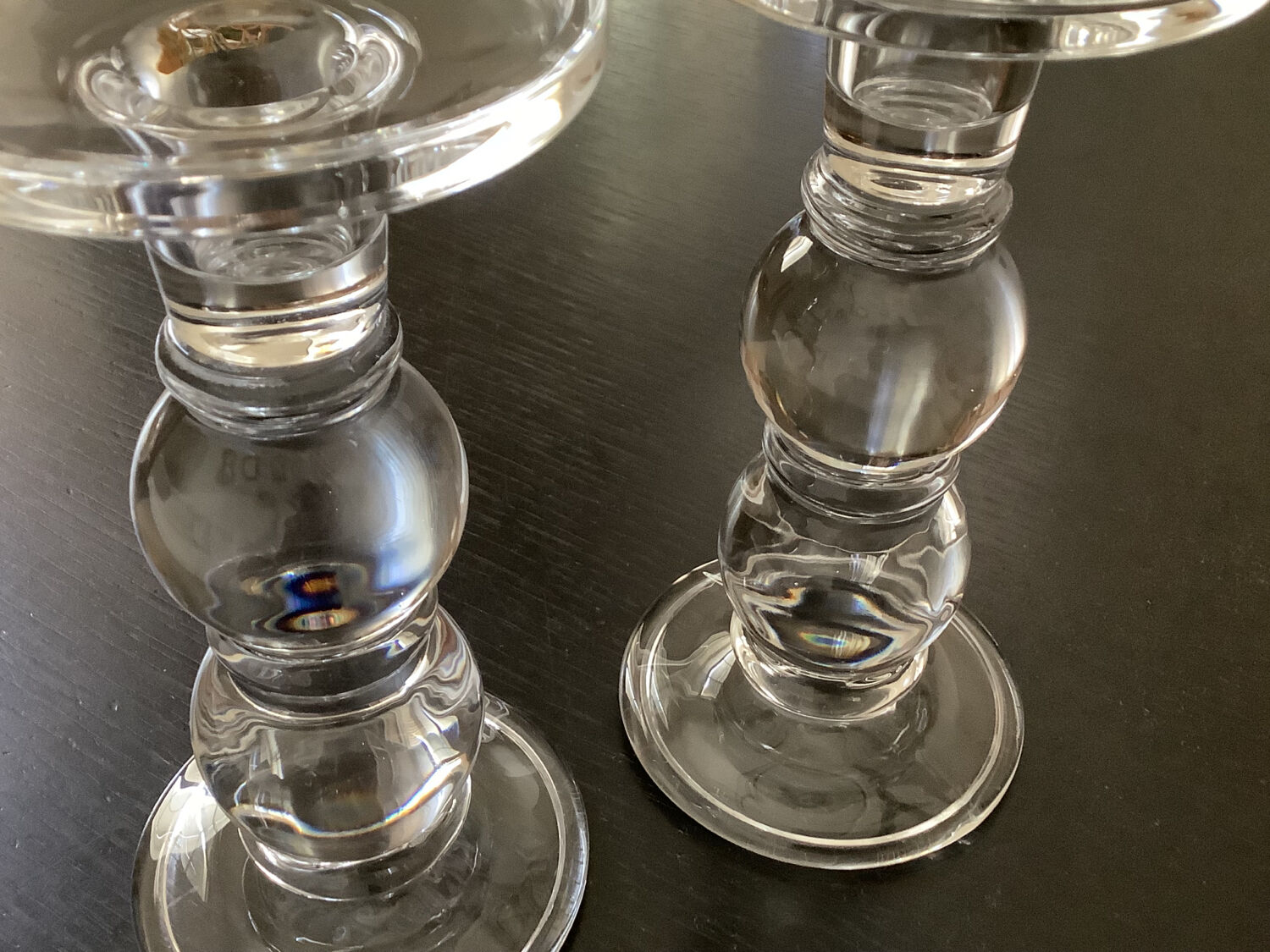 Pair of glass candlesticks