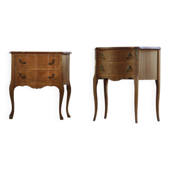 Vintage 1960s Danish Modern Oak Nightstands, Henning Kjærnulf Baroque style