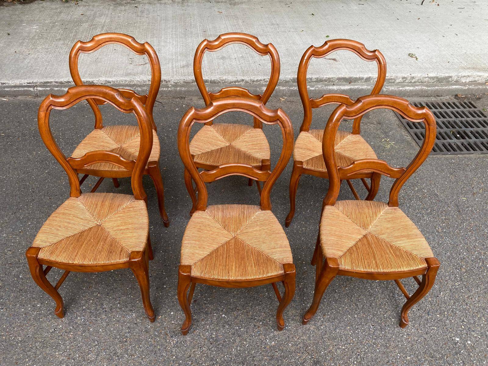 6 Louis Philippe straw chairs