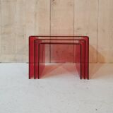 Red plexiglass nesting tables