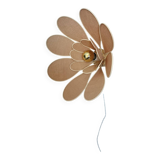 Flower wall light made of rattan and nude linen petals