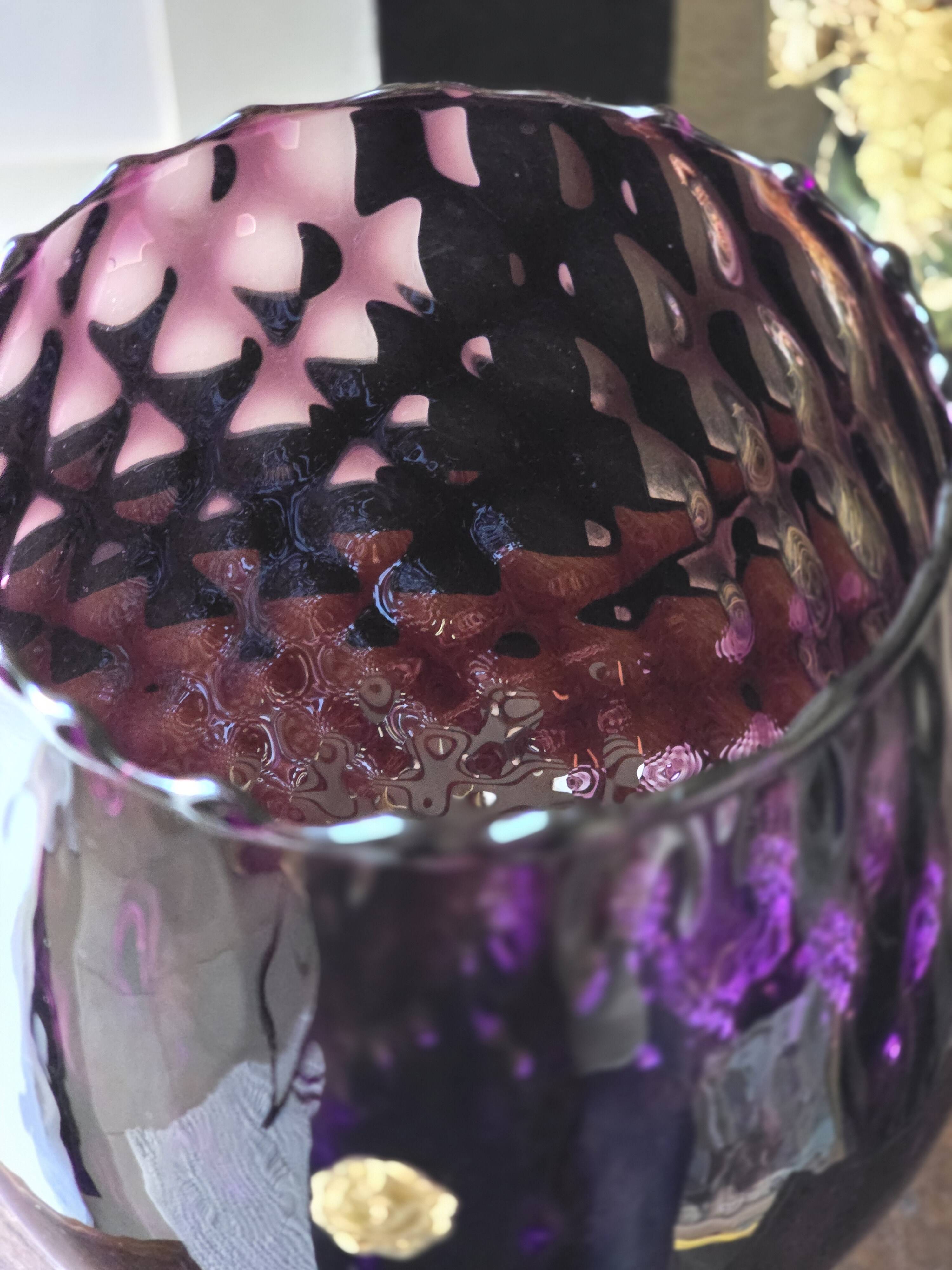 Cup, Empoli Amethyst glass. Italian art, hand-blown, 1950s.