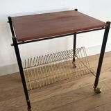 Vintage vinyl coffee table on wheels 1960