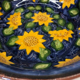 Portuguese ceramic dish decorated with sunflowers