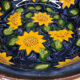 Portuguese ceramic dish decorated with sunflowers
