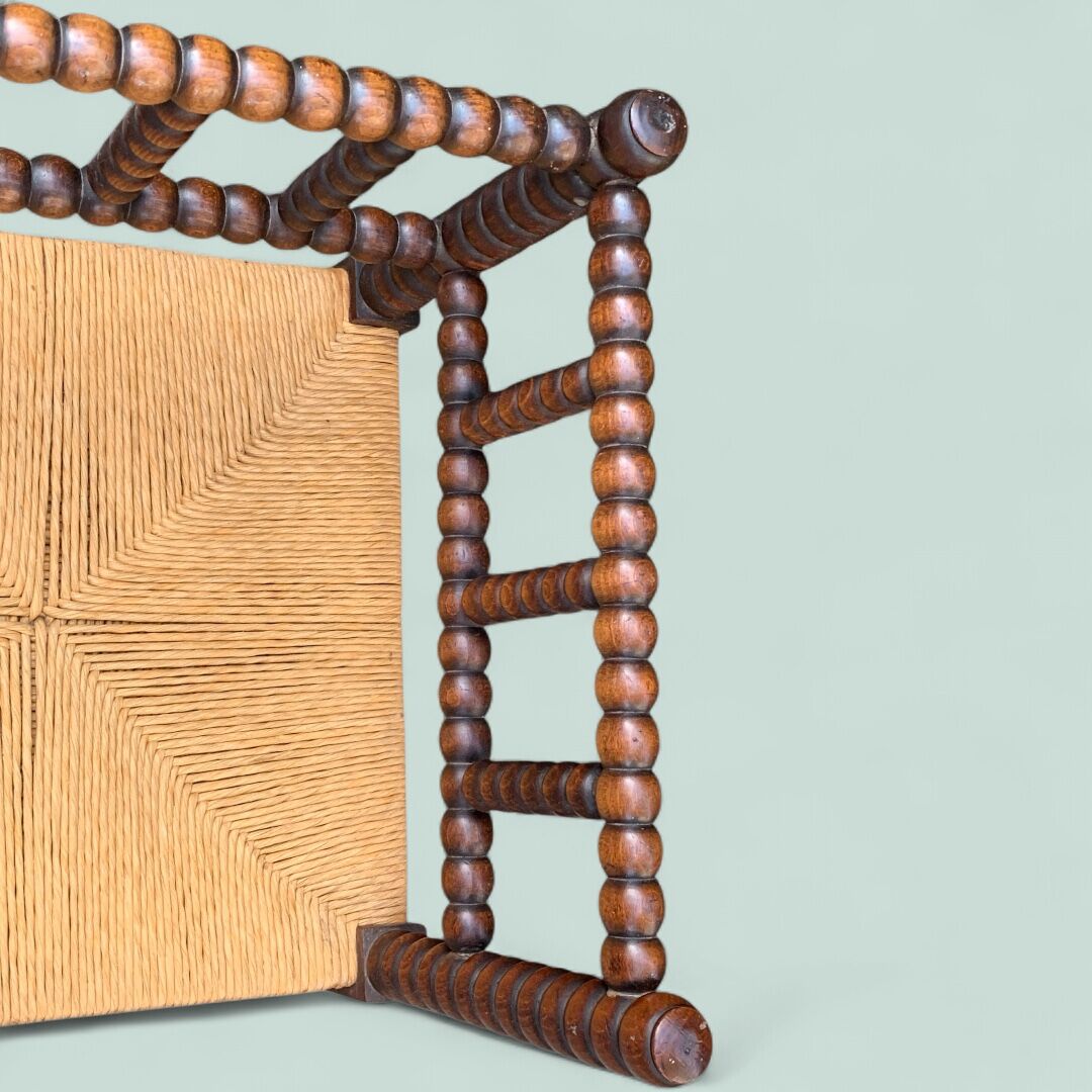 1920s turned wood straw corner chair