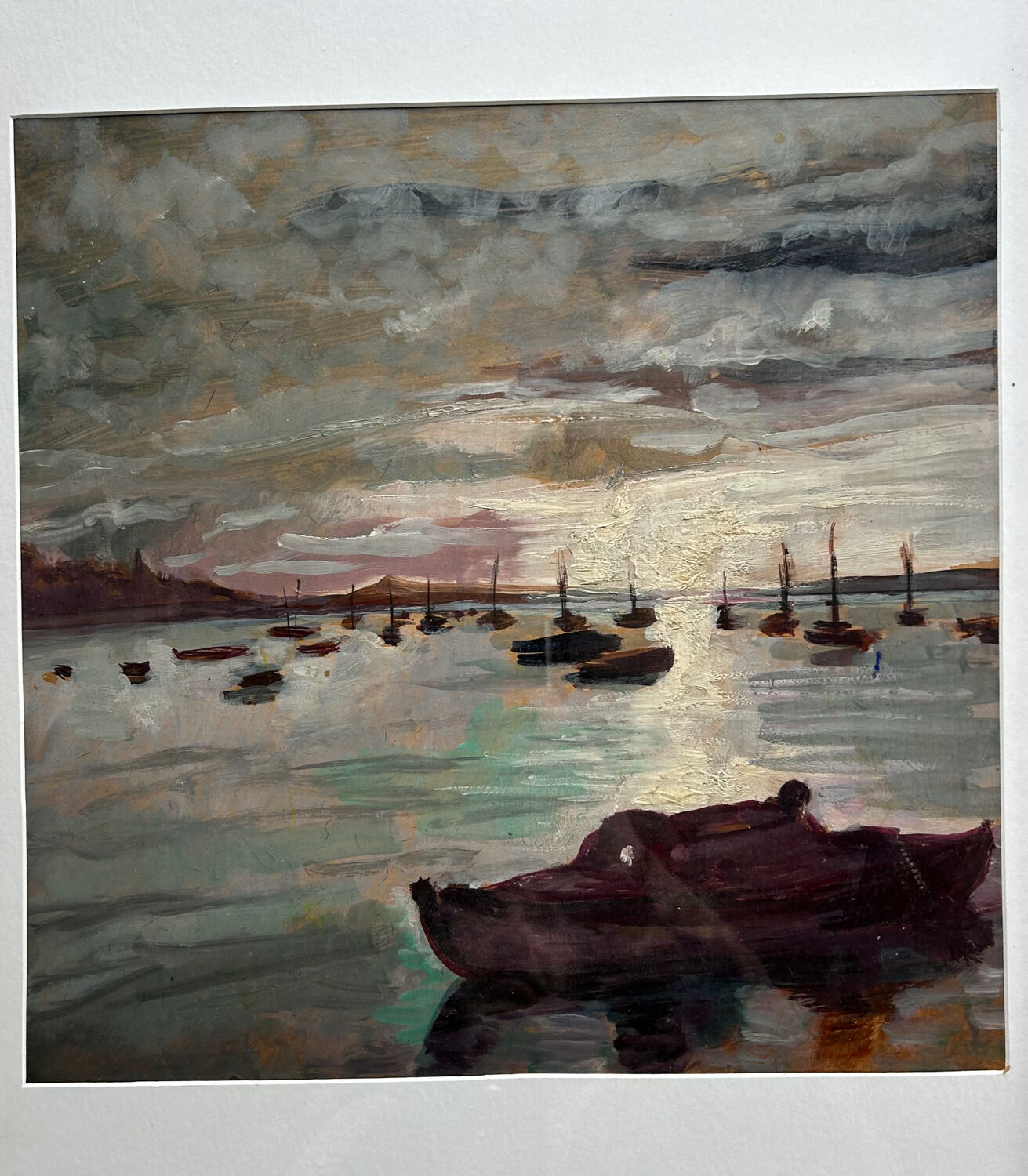 Marine de Bretagne, M. Tassart, huile sur carton 1964
