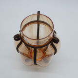 Vase in wrought iron and Murano glass
