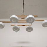 Arlus chandelier with 6 lights in opaline and brass from the 60s/70s