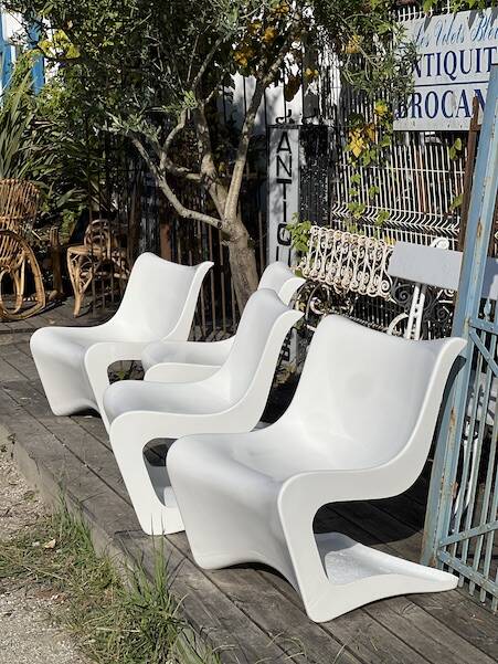 2 pairs of Silene armchairs by M.Borgnat