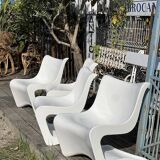 2 pairs of Silene armchairs by M.Borgnat