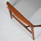 Scandinavian armchair Stefan, restored, 1960s, light grey, teak