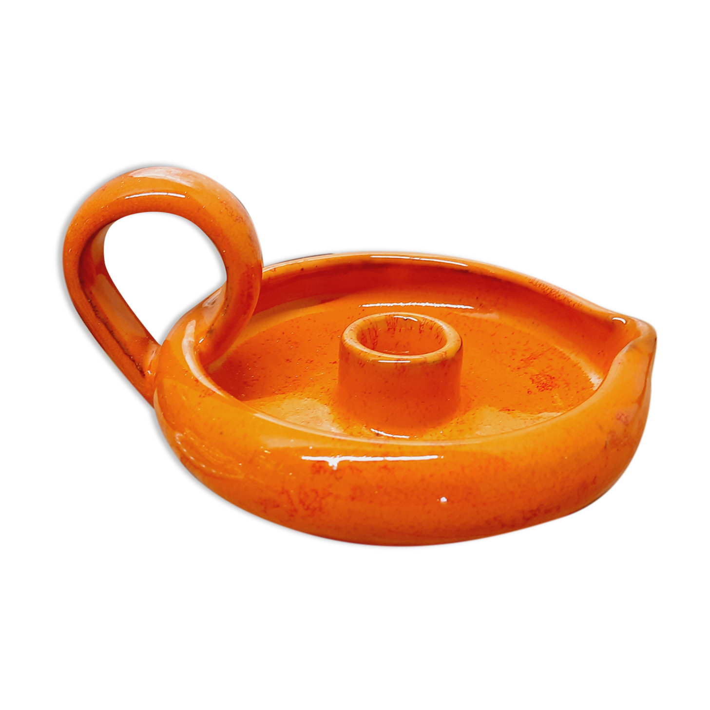 Orange cellar rat candle holder