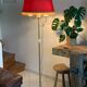 Vintage brass floor lamp in scale and opaline 1950