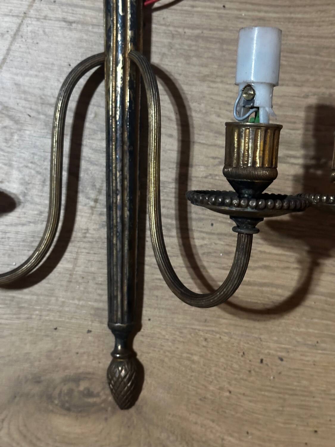 Pair of wall sconces in gilded brass – 2 lights – Louis XVI style