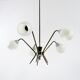 Italian brass and opaline chandelier, 1950s