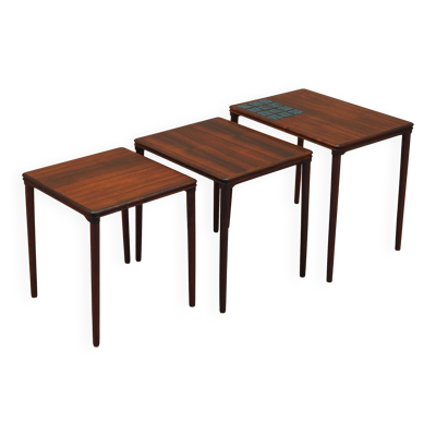 3 tables gigognes danoises en palissandre, années 1960