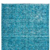 3x6 ft handmade vintage turkish rug over-dyed in teal, ideal 4 modern interiors