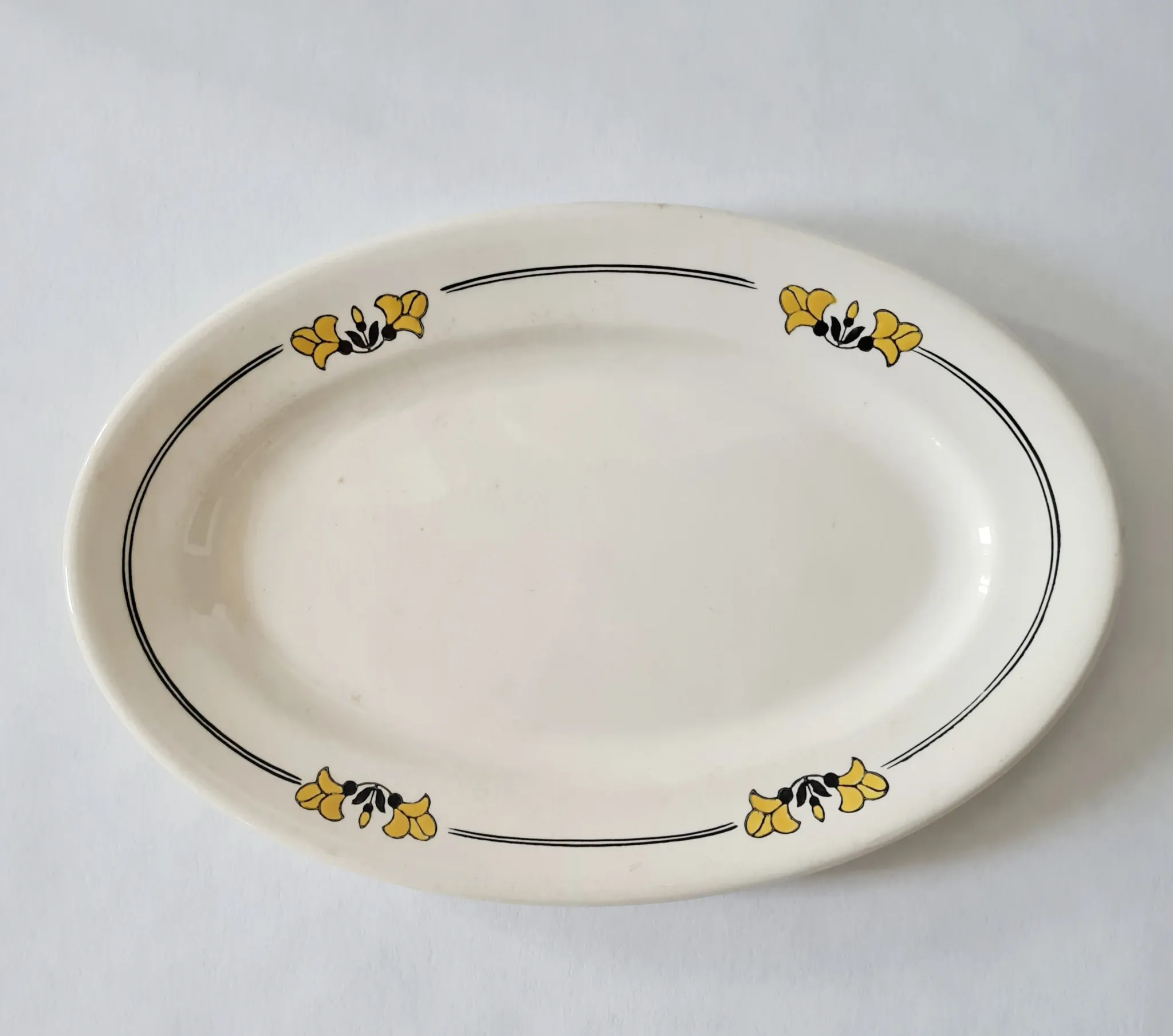 Antique oval dish in Salins ironstone "Renée" – Floral decoration