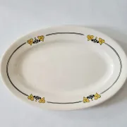 Antique oval dish in Salins ironstone "Renée" – Floral decoration